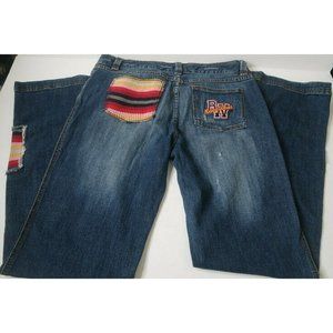 Rocawear RW Authentic Boho Hippie Grunge Women's Jr Size 13/14 Patchwork Jeans